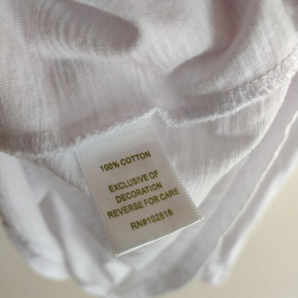 Garnet Hill Embroidered Tank Top XL Navy on White Relaxed Fit Cotton Shirt - Picture 6 of 8